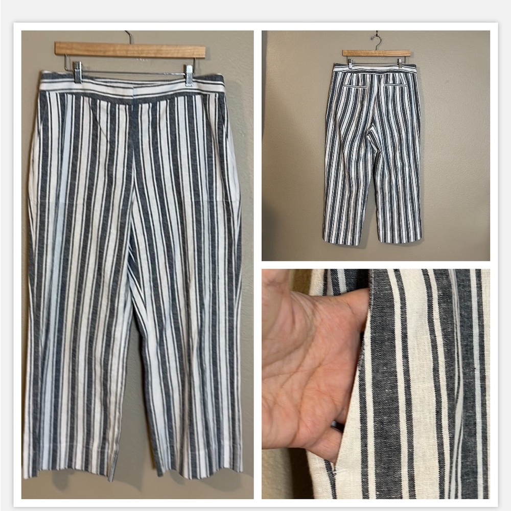 Ann Taylor Factory Linen Blend Wide Leg Flat Front Pants Size 12